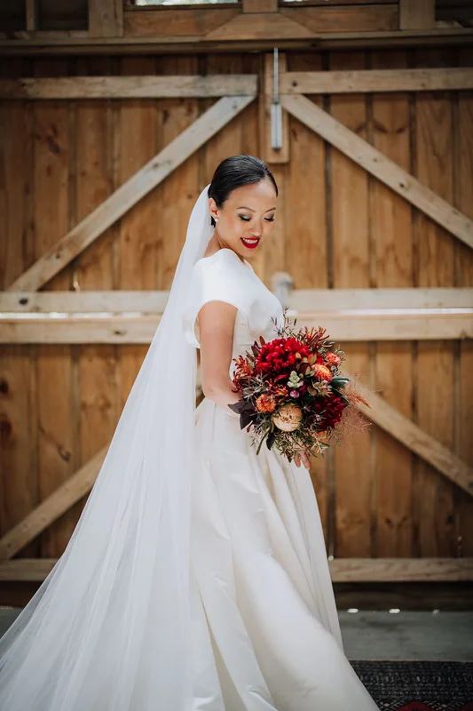 Bride with refined makeup and elegant wedding hairstyle by Yulia Kuzmina