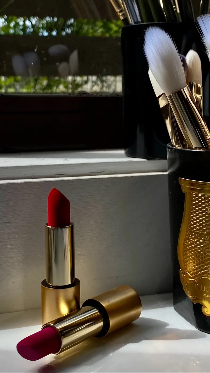 Professional makeup products used during beauty lessons